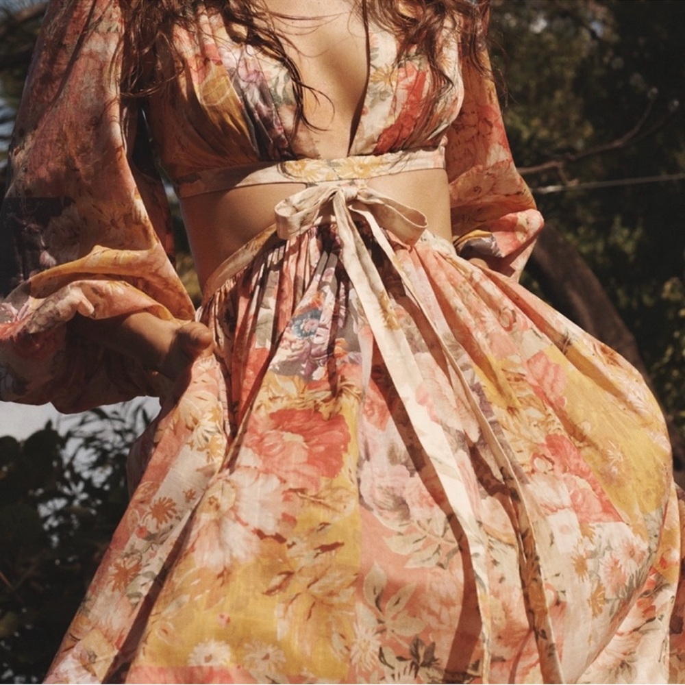 Zimmermann Floral Print Long Sleeve Cutout Cotton Dress - Picture 5 of 16